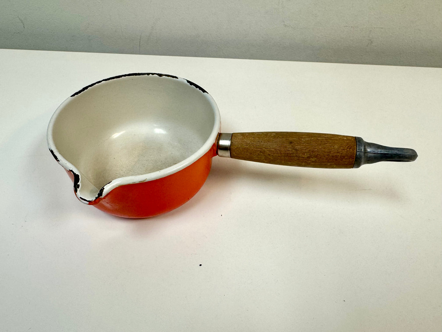 Vintage Flame Le Creuset Enamel Cast Iron Pot