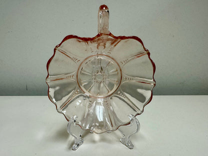 Anchor Hocking Pink Glass Leaf Jewelry Dish