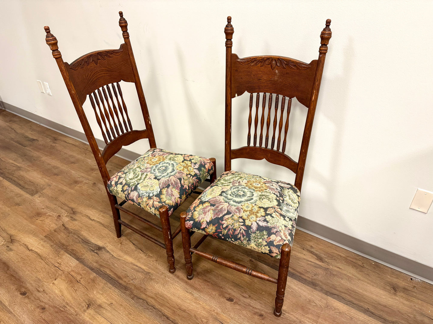 Pair of Antique Highback Spindle Chairs