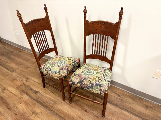Pair of Antique Highback Spindle Chairs
