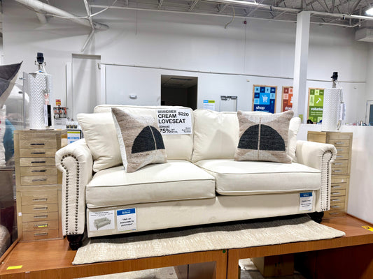 Cream Loveseat w/ Nailheads