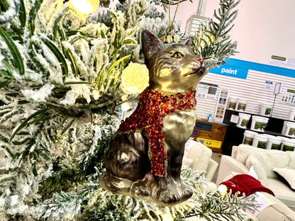 Gray Cat Christmas Ornament
