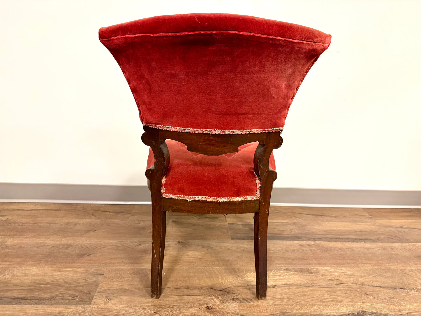 Antique Victorian Red Velvet Accent Chair