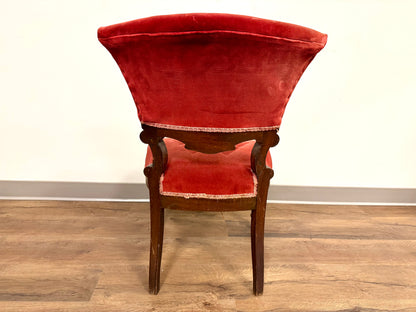 Antique Victorian Red Velvet Accent Chair