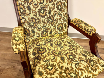Floral Yellow Victorian Platform Rocking Chair