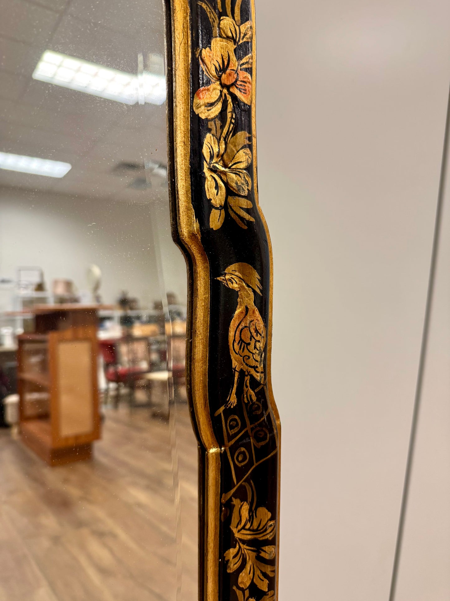 Chinoiserie Black & Gold Mirrors Pair