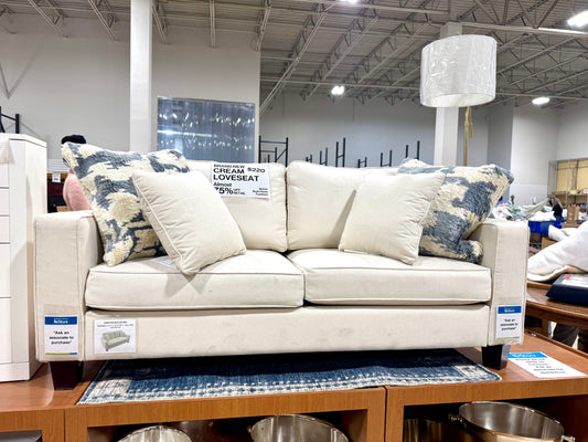 Cream Loveseat w/ Track Arm