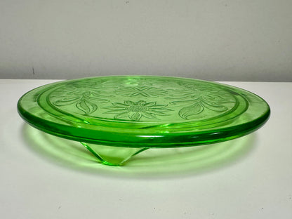 Jeannette Glass Co. Uranium Glass Cake Plate