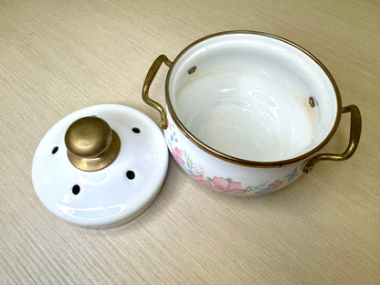 Enamel Coated Floral Lincoware Lidded Pot