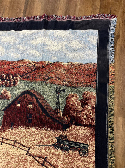 Vintage Farm Throw Blanket/Tapestry