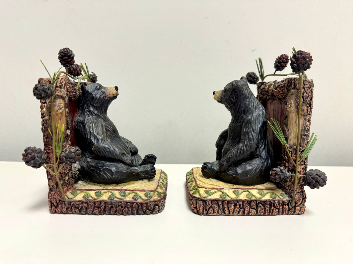 Black Bear Resin Bookend Pair