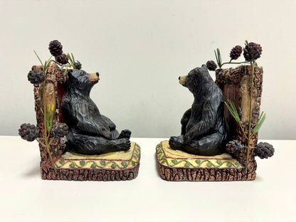 Black Bear Resin Bookend Pair