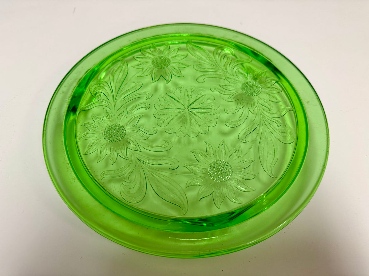 Jeannette Glass Co. Uranium Glass Cake Plate