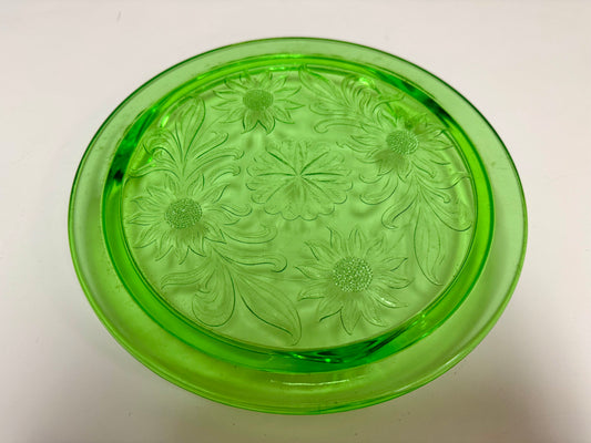 Jeannette Glass Co. Uranium Glass Cake Plate