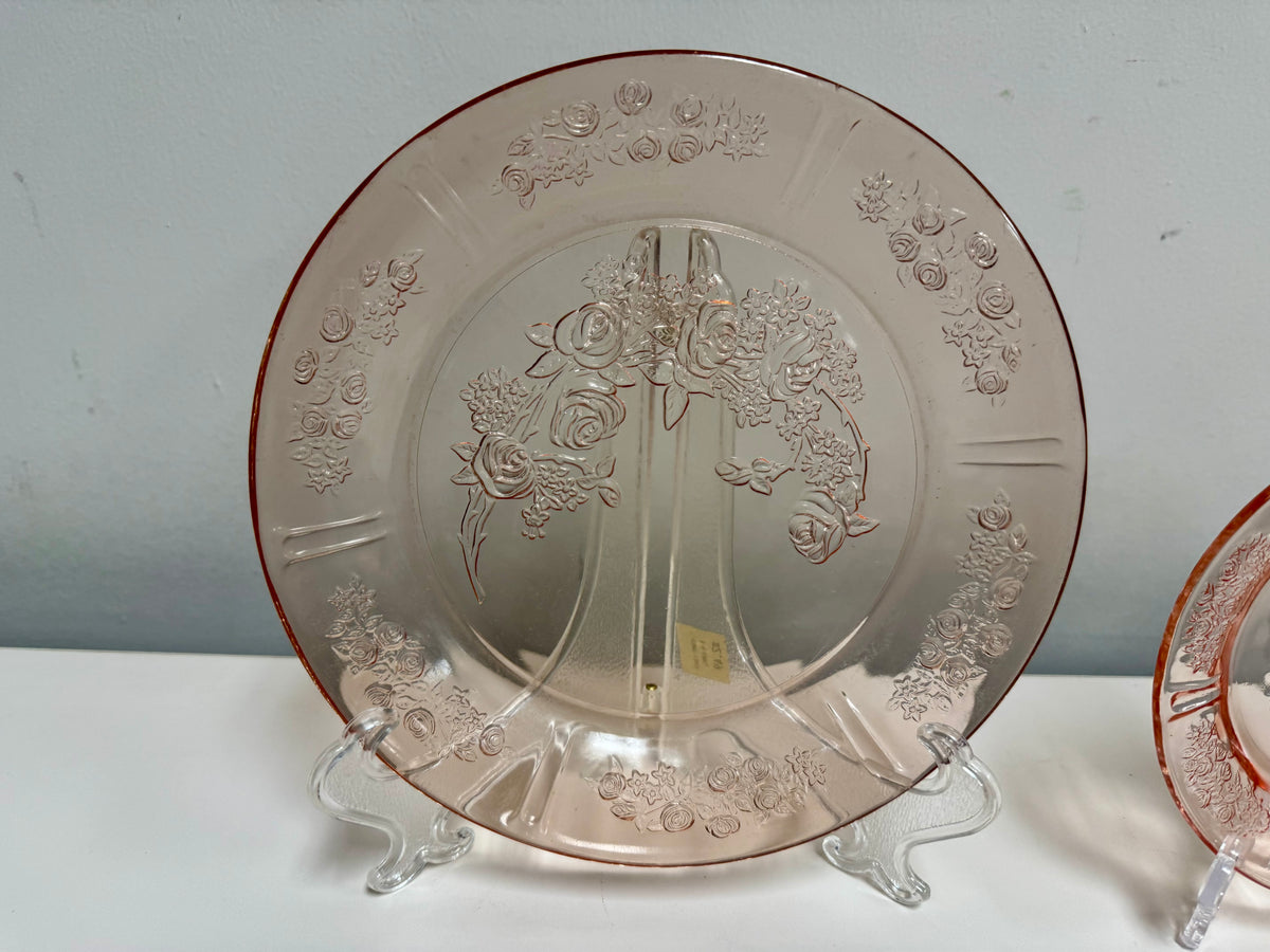 Federal Glass Co. Pink Glass Plate Set