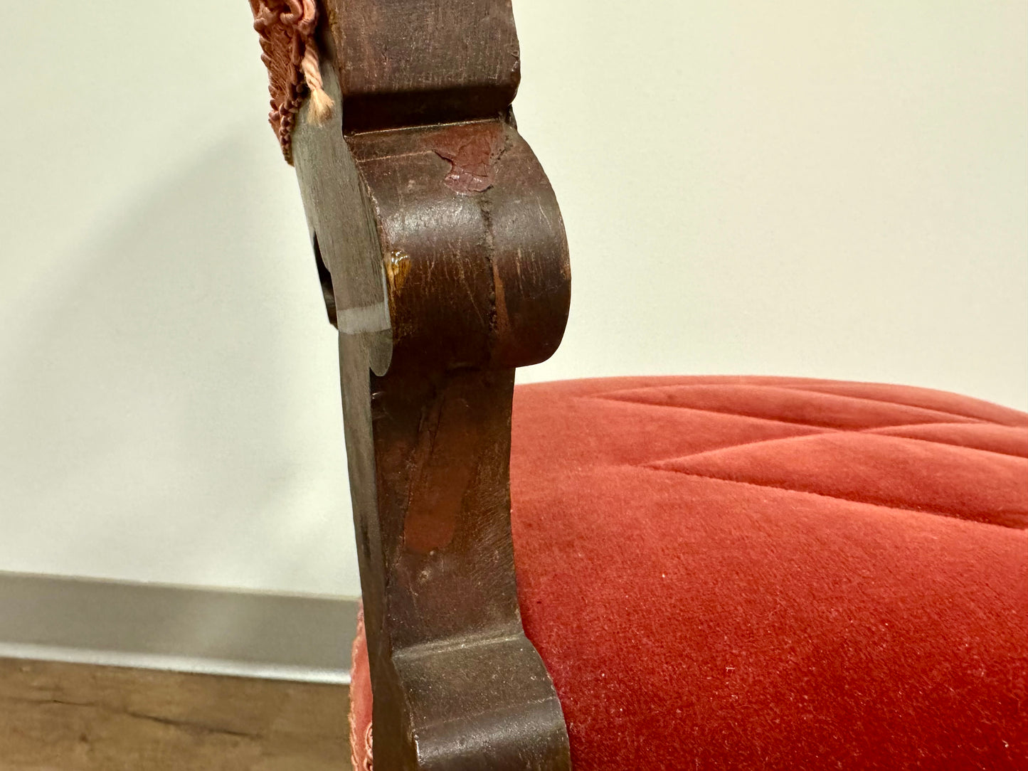 Antique Victorian Red Velvet Accent Chair