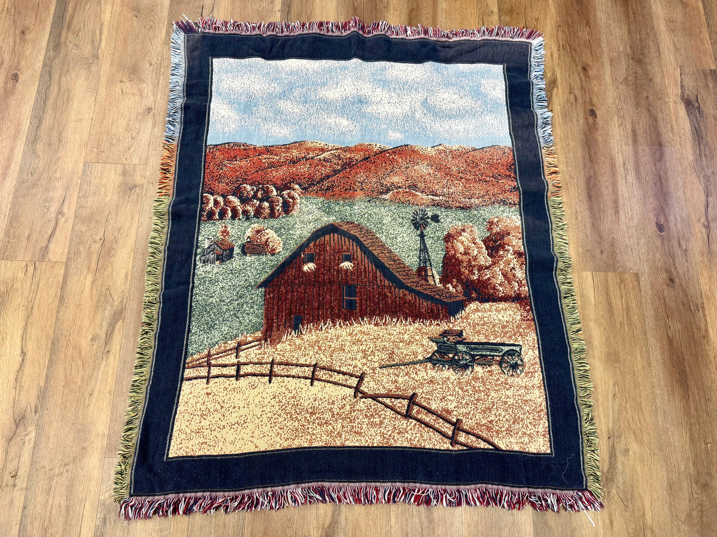 Vintage Farm Throw Blanket/Tapestry
