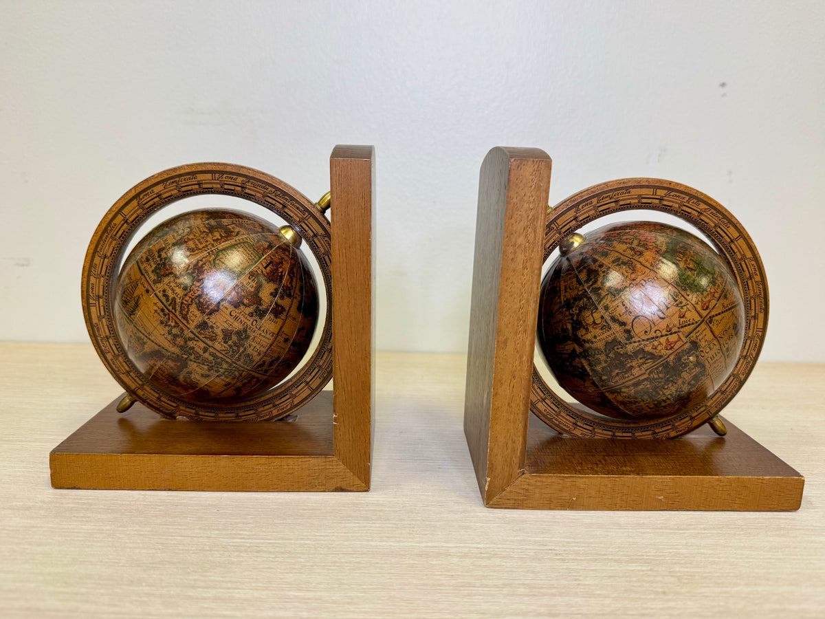 Vintage Old World Globe Bookends