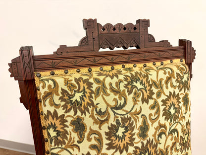 Floral Yellow Victorian Platform Rocking Chair