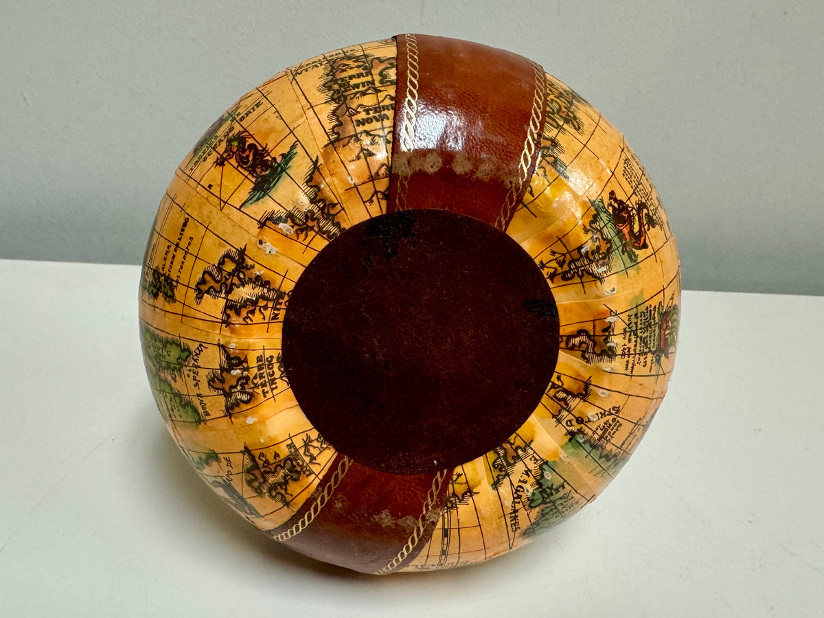 1960s Leather Wrapped Map Decanter