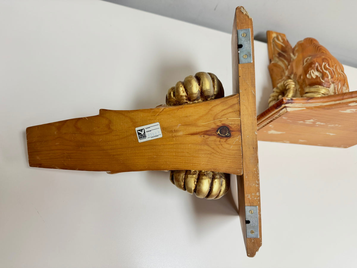 Ram's Head Wooden Shelf Pair
