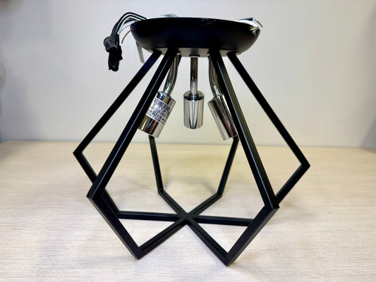 Black 3 Light Semi-Flush Fixture