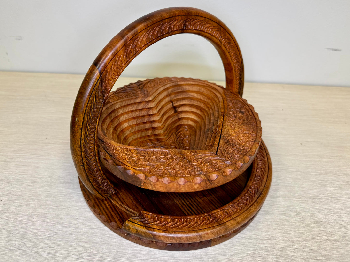 Heart Shaped Collapsible Wooden Basket