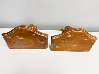 Ram's Head Wooden Shelf Pair