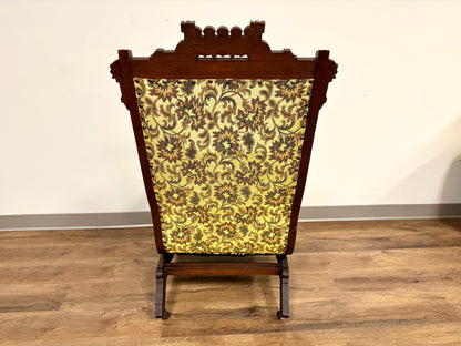 Floral Yellow Victorian Platform Rocking Chair