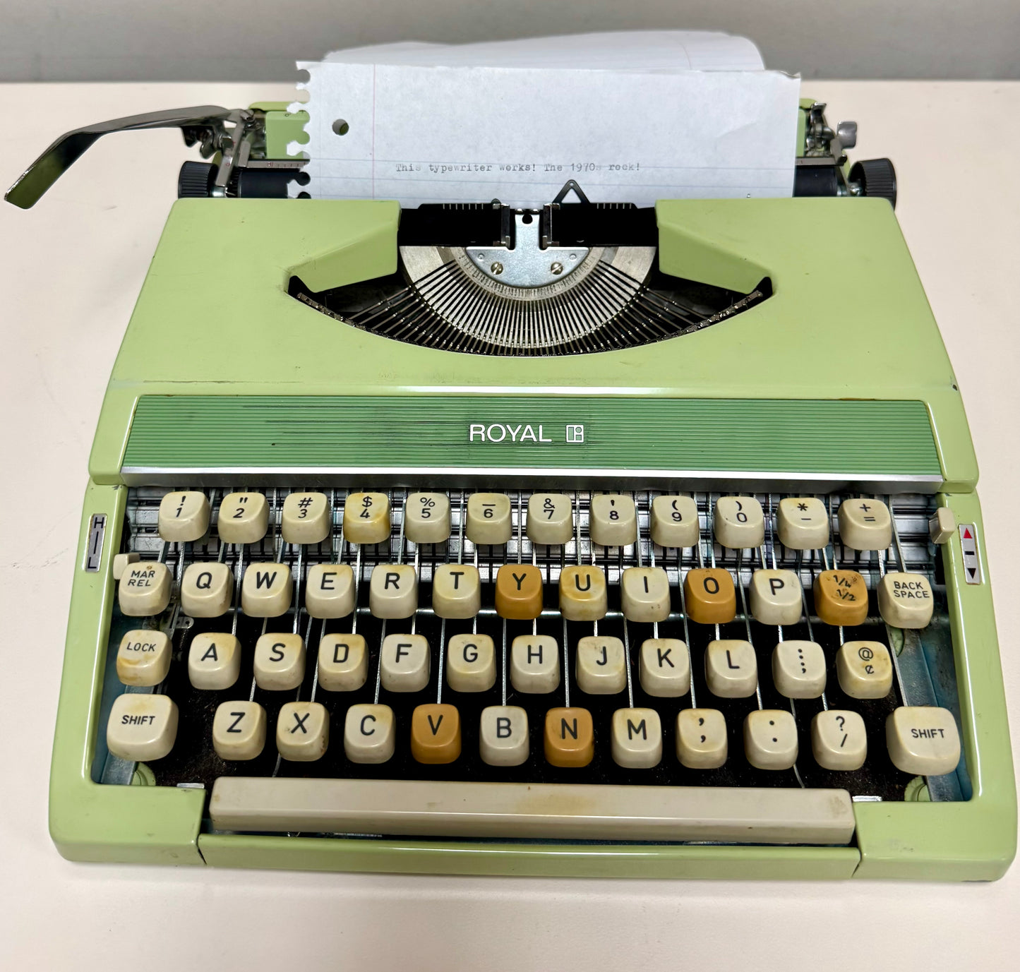 1970s Lime Green Royal Mustang Typewriter