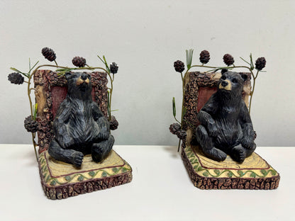 Black Bear Resin Bookend Pair