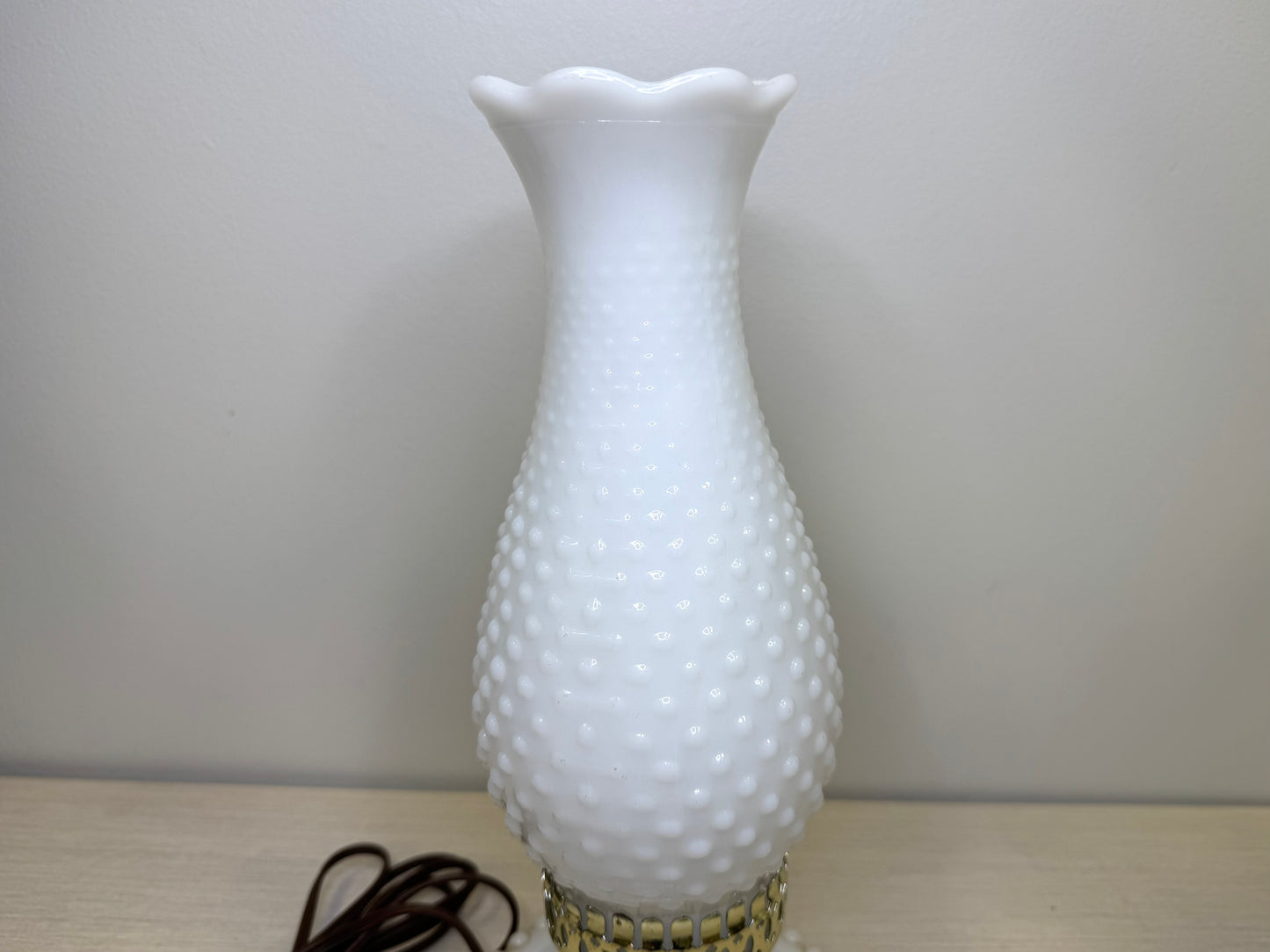 Small Hobnail Milk Glass Hurricane Lamp