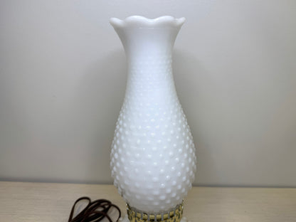 Small Hobnail Milk Glass Hurricane Lamp
