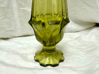 Fenton Swung Green Glass Vase