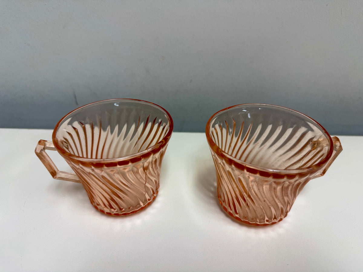 Federal Glass Co. Pink Swirl Cups