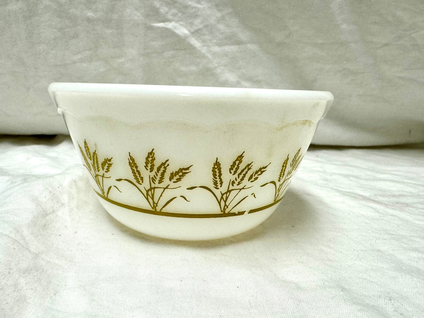 1950s-60s Golden Wheat Pattern Milk Glass Bowl