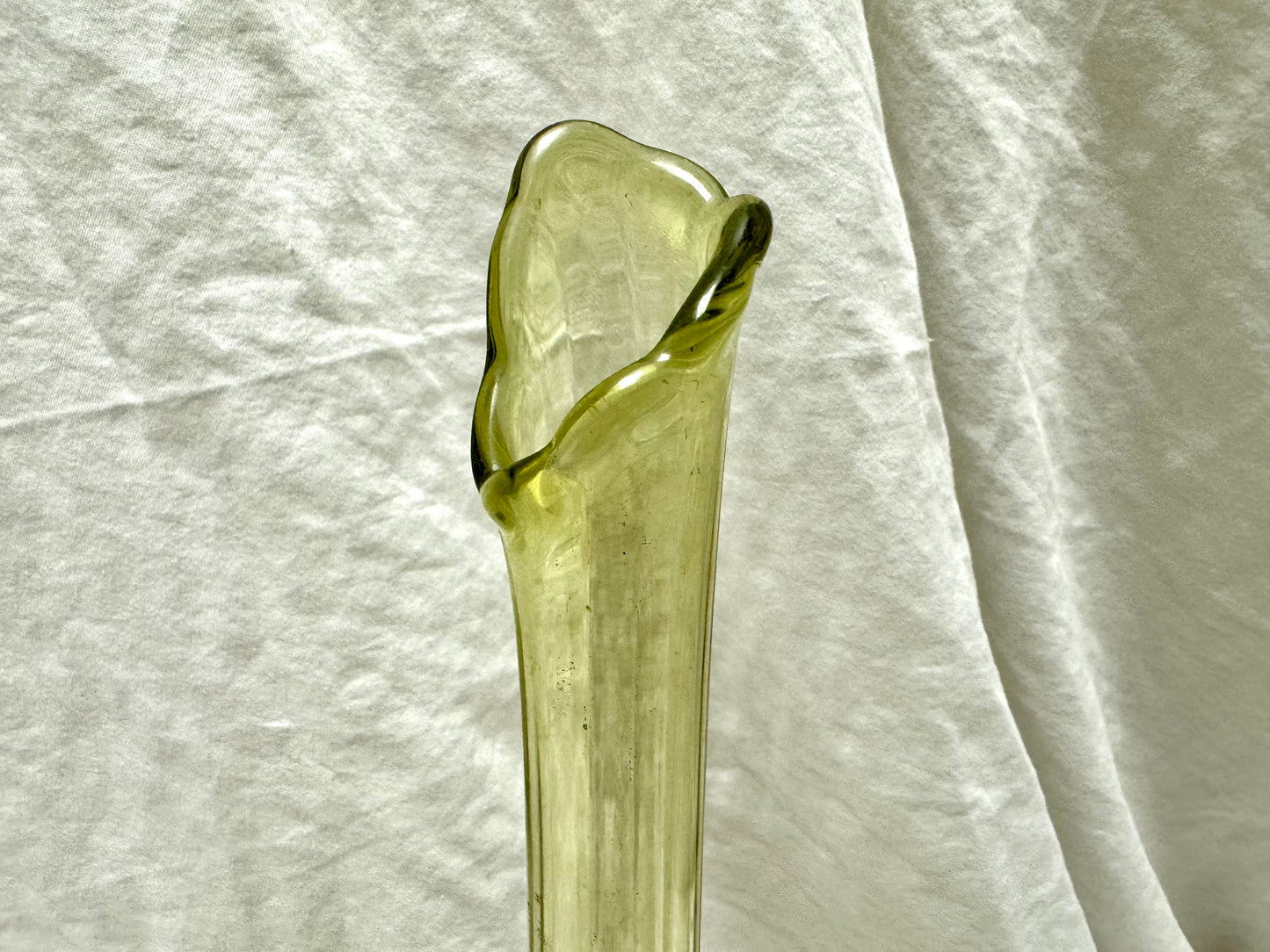 Fenton Swung Green Glass Vase