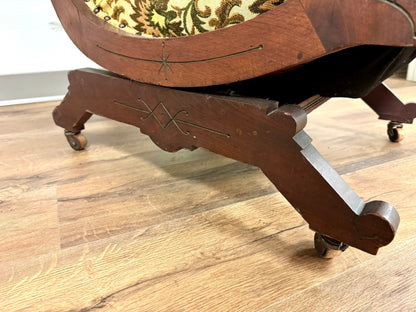 Floral Yellow Victorian Platform Rocking Chair