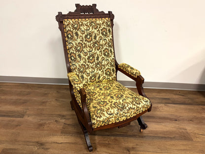 Floral Yellow Victorian Platform Rocking Chair