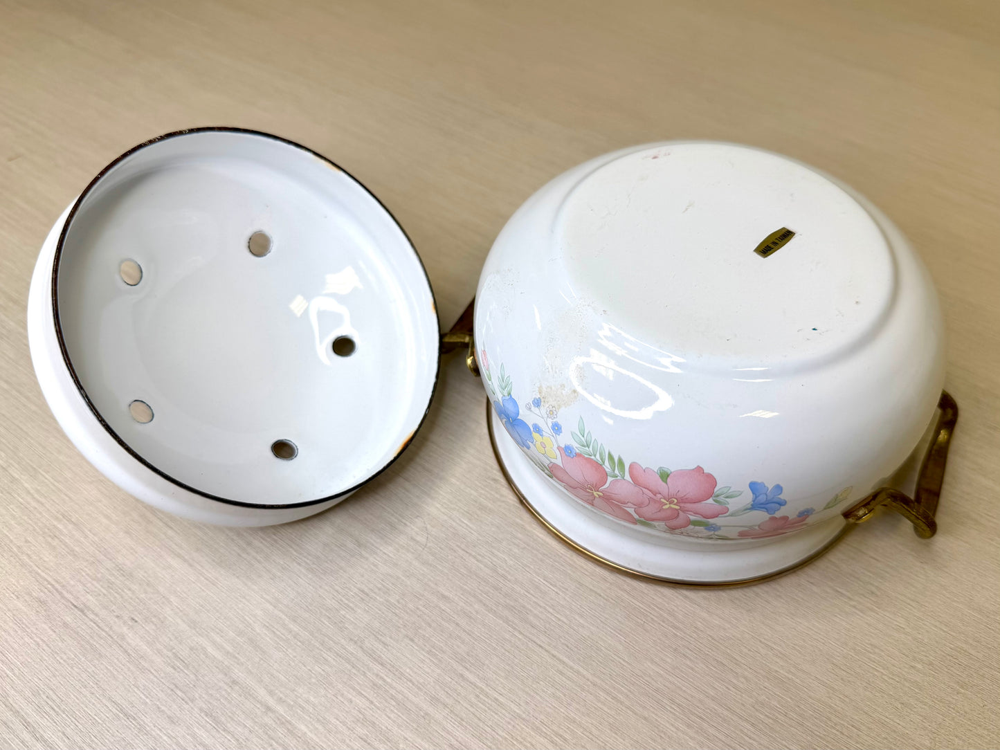 Enamel Coated Floral Lincoware Lidded Pot