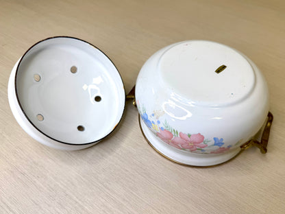 Enamel Coated Floral Lincoware Lidded Pot