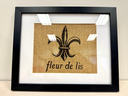 Fleur de Lis Burlap Framed Art