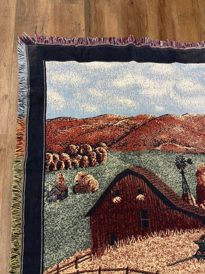 Vintage Farm Throw Blanket/Tapestry