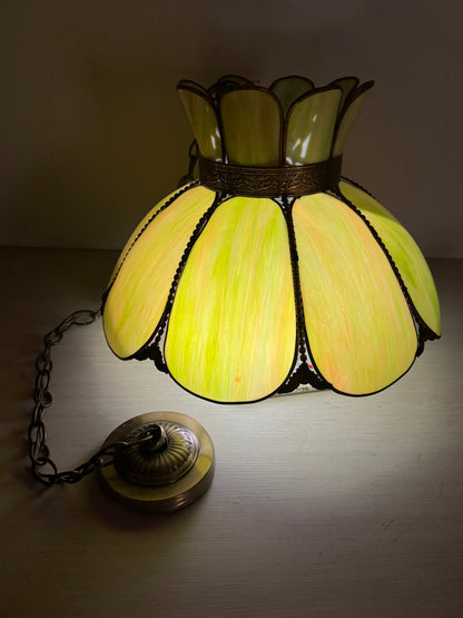 1900s Tiffany Style Green Light Pendant