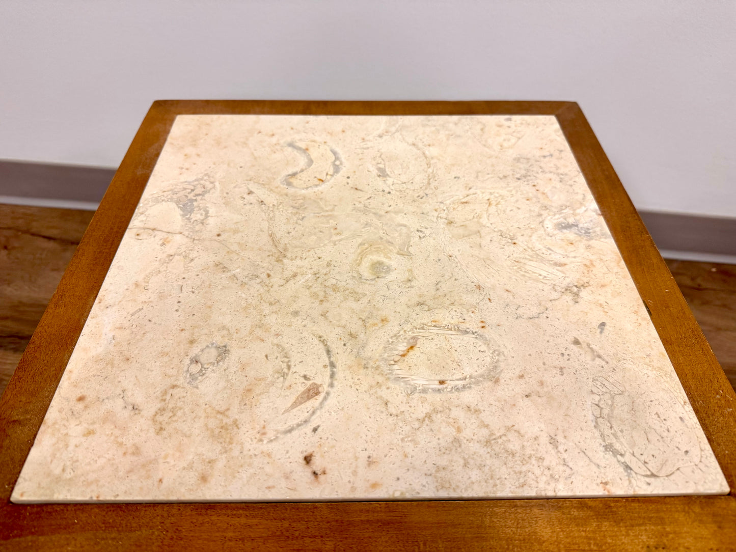 Midcentury Faux Marble Side Table