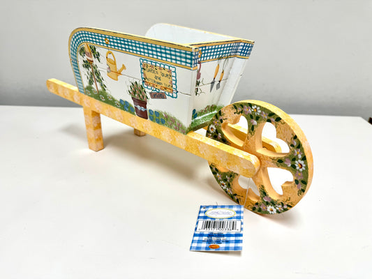 1999 Kathy Hatch Wooden Wheelbarrow Cottagecore