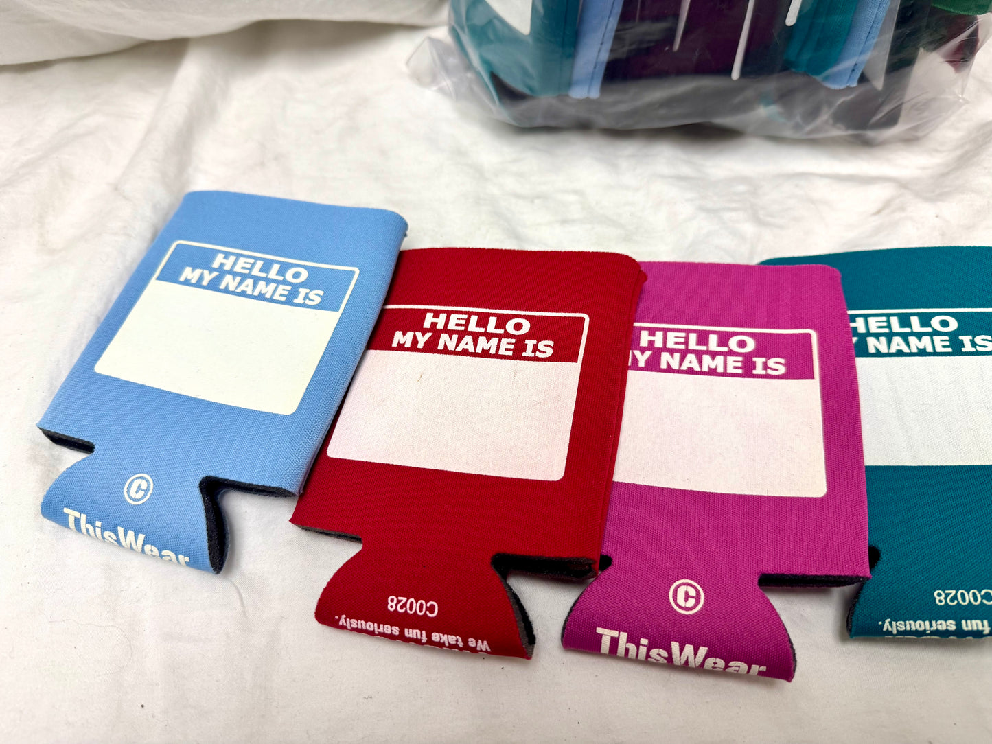 "Hello My Name Is" Blank Koozies