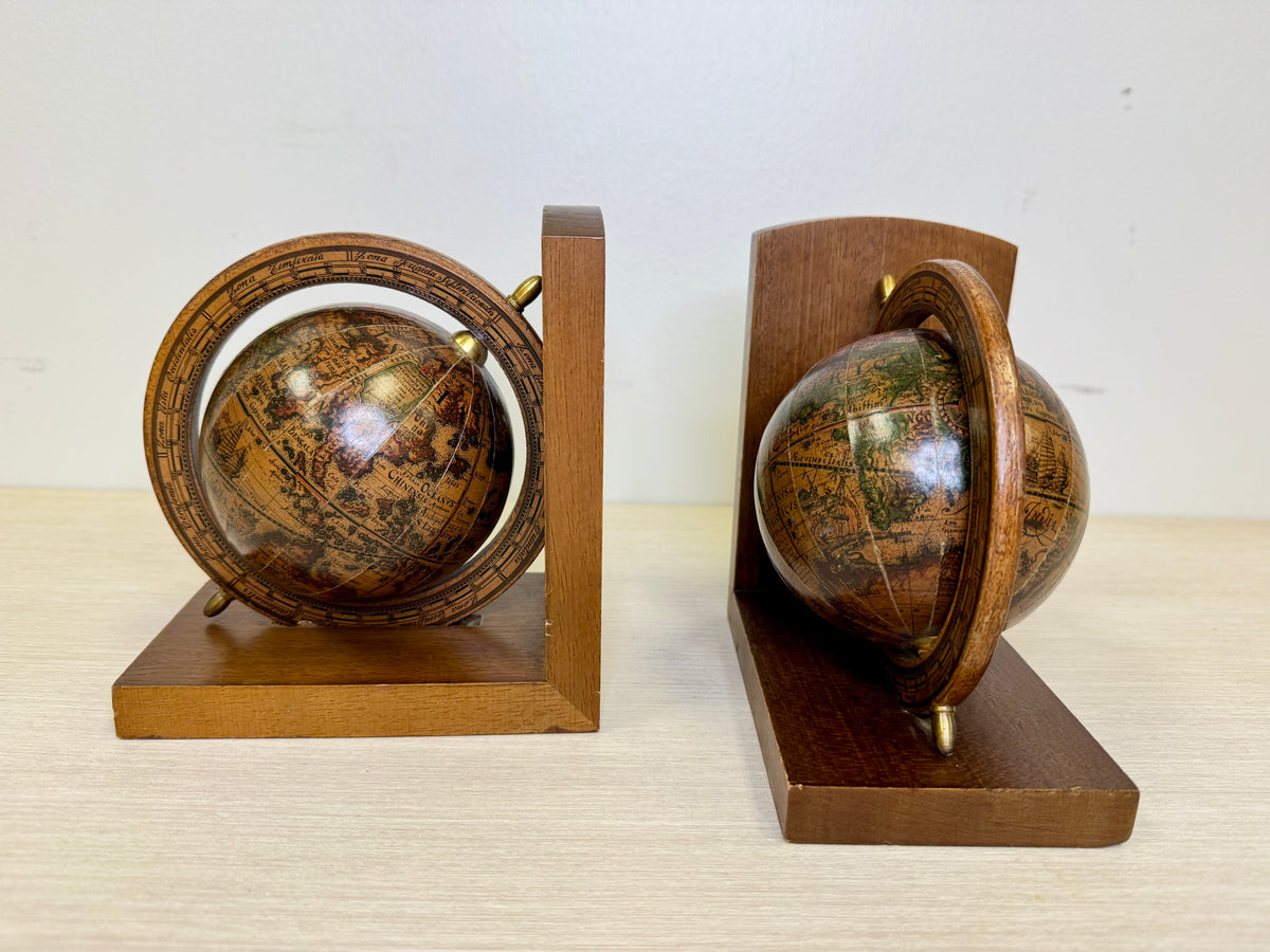 Vintage Old World Globe Bookends