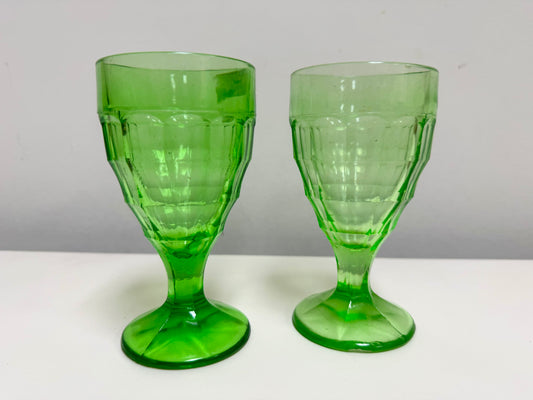 Hazel Atlas Uranium Depression Glass Goblet Set