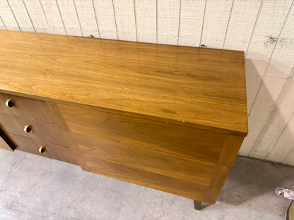 Stanley Midcentury Modern Walnut/Brass Lowboy Dresser
